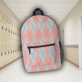 Sac À Dos Imprimé Jacquard rose pâle Imprimer Monogrammes Initiales