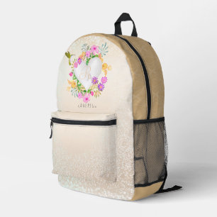Sac À Dos Imprimé Jardin Floral Monogramme Blanc