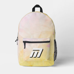 Sac À Dos Imprimé Jaune Beurre Rose Poussiéreux Monogramme Géométriq