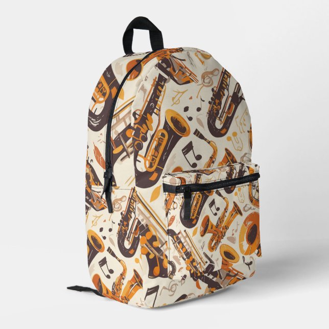 Sac À Dos Imprimé Jazz Melody - Motif musical saxophone (Coin arrière gauche)