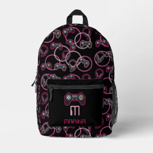 Sac À Dos Imprimé Jeu vidéo Neon Rose Girls Motif Monogram School