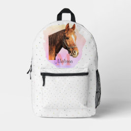 Sac À Dos Imprimé Joli Cheval Animal Equestre Étables Monogramme