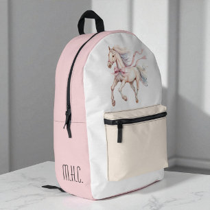 Sac À Dos Imprimé Joli Cheval Féminin Personnalisé Ruban Rose Aquare