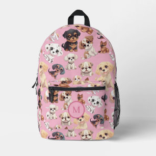 Sac À Dos Imprimé Joli Chien Chien Rosé