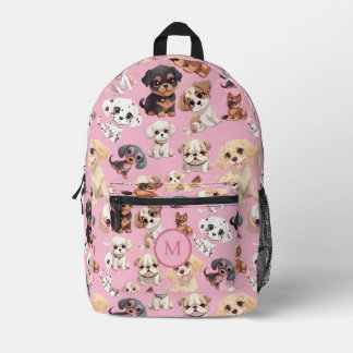 Sac À Dos Imprimé Joli Chien Chien Rosé