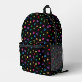 Sac À Dos Imprimé Joli Empreintes de pattes colorés Motif noir