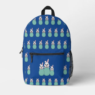 Sac À Dos Imprimé Joli lapin blanc tenant Motif d'oeufs de Pâques