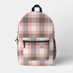 Sac À Dos Imprimé Joli Moderne Pêche Vérifier Lit Monogramme Plaid I