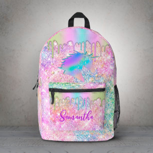 Sac À Dos Imprimé Joli monogramme de licorne arc-en-ciel faux étoile