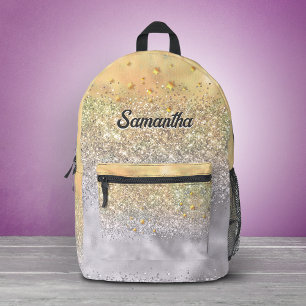 Sac À Dos Imprimé Joli monogramme d'étoiles pailletées argent or