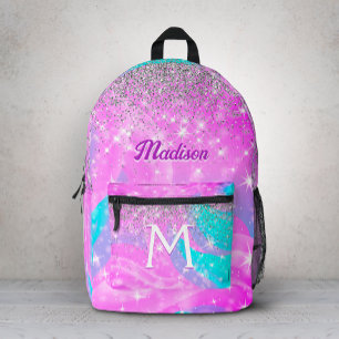 Sac À Dos Imprimé Joli monogramme licorne iridescent paillettes arge