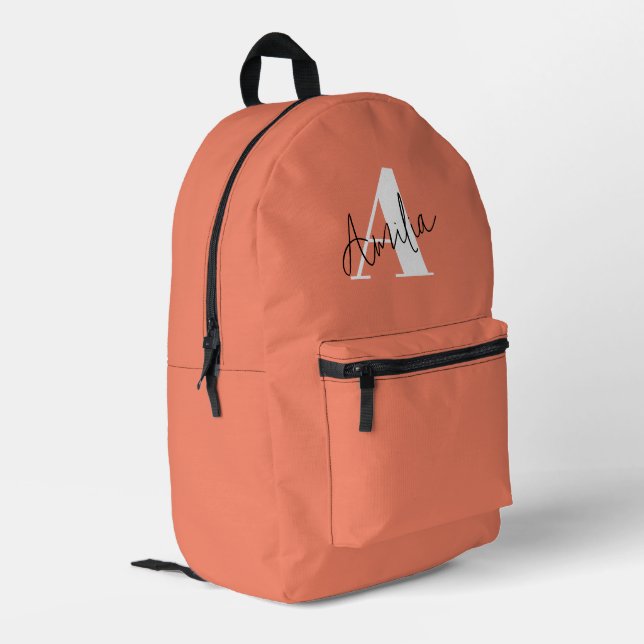 Sac À Dos Imprimé Joli Monogramme rose élégant moderne (Coin arrière gauche)