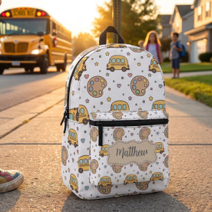 Sac À Dos Imprimé Joli motif de bus pour la rentrée scolaire 