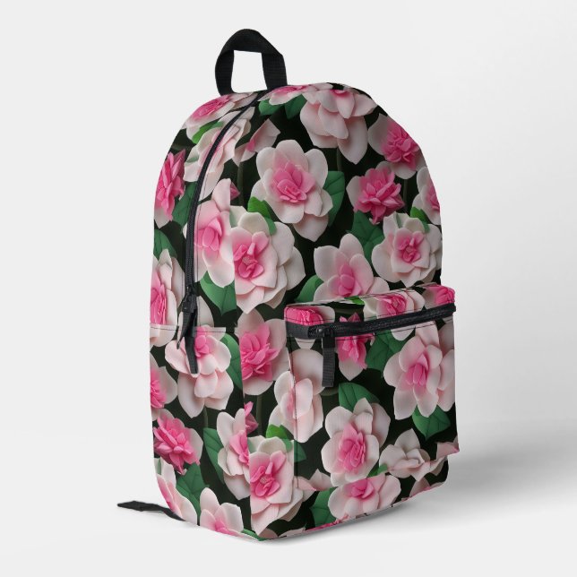 Sac À Dos Imprimé Joli motif fleuri rose boho (Coin arrière gauche)