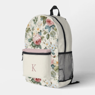 Sac À Dos Imprimé Joli Motif Rose Vintage Monogrammé