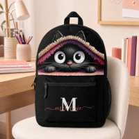 Joli Petit Chat Noir Personnalisé Monogramme Nom