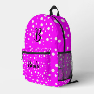Sac À Dos Imprimé Joli Rose Chaud (Lettre Initiale & Nom)