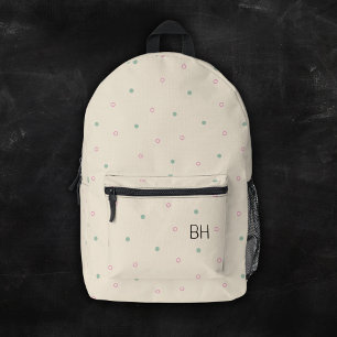 Sac À Dos Imprimé Jolie fille rose vert Pois Monogrammes Initiales