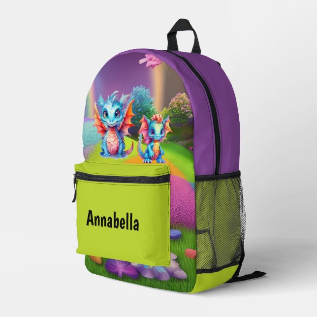 Sac À Dos Imprimé Jolie filles dragon ajouter nom (Coin arrière droit)