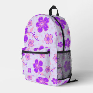 Sac À Dos Imprimé Jolie impression florale violette et rose sur lava
