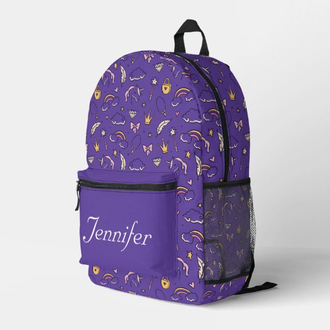 Sac À Dos Imprimé Jolie Princesse Castle Girl violet (Coin arrière droit)