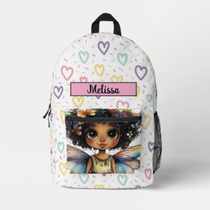 Sac À Dos Imprimé Jolie princesse fée fille noire nom personnalisabl