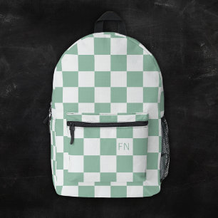 Sac À Dos Imprimé Jolies Initiales Monogrammées & Damier Vert