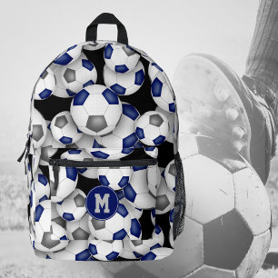 Sac À Dos Imprimé joueur de football monogrammed bleu gris couleur é