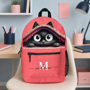 Sac À Dos Imprimé Jovely Cute Kitten Custom Monogramme Nom du script