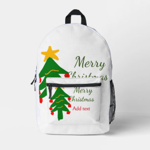 Sac À Dos Imprimé Joyeux Noël rouge vert Noël ajouter le nom