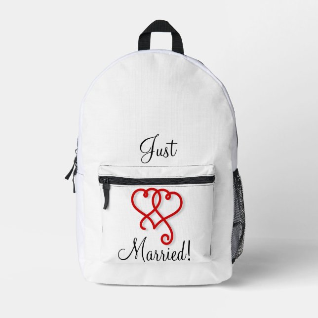 Sac À Dos Imprimé Juste Marié Deux Coeurs Tourbillonnant (Recto)