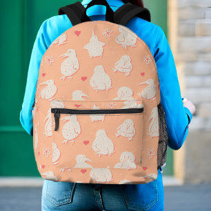 Sac À Dos Imprimé Kawaii Kiwi Boutons d'oiseaux mignonette Pêche amu