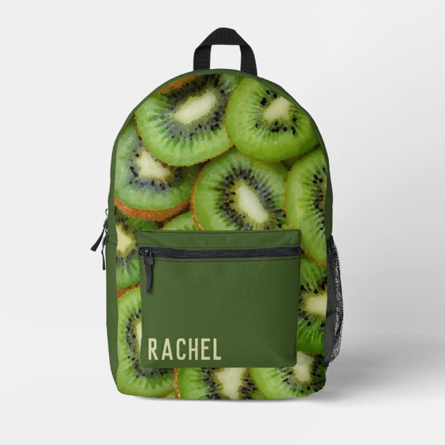 Sac À Dos Imprimé Kiwi Fruit Green Nom personnalisé (Recto)