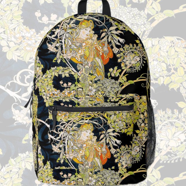 Sac À Dos Imprimé La Dame Mucha aux fleurs (Créateur téléchargé)