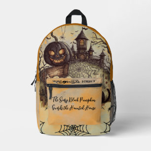 Sac À Dos Imprimé La nuit d'Halloween, la citrouille noire effrayant