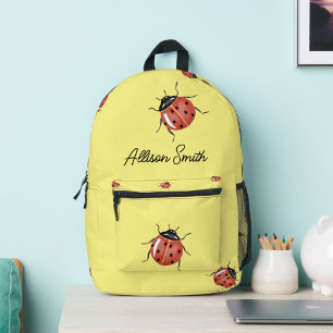 Sac À Dos Imprimé Ladybug sur jaune personnalisé