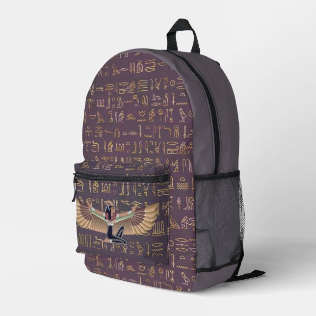 Sac À Dos Imprimé Lavande d'or Princesse égyptienne Hiéroglyphes (Coin arrière droit)