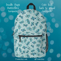 Les papillons Doodle - turquoise - motif.