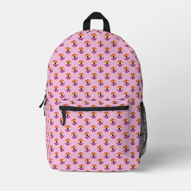 Sac À Dos Imprimé Lesbian Pride Flower Motif LGBTQIA Pride 2024 (Recto)