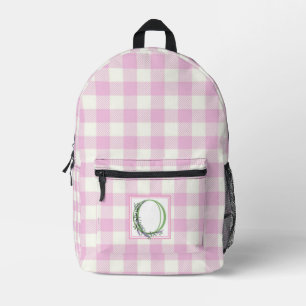 Sac À Dos Imprimé Lettre O majuscule élégante en vichy rose et blanc