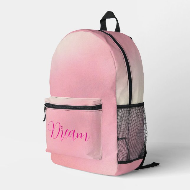 Sac À Dos Imprimé Lettre rose brillante "Dream" rose rayonnant (Coin arrière droit)