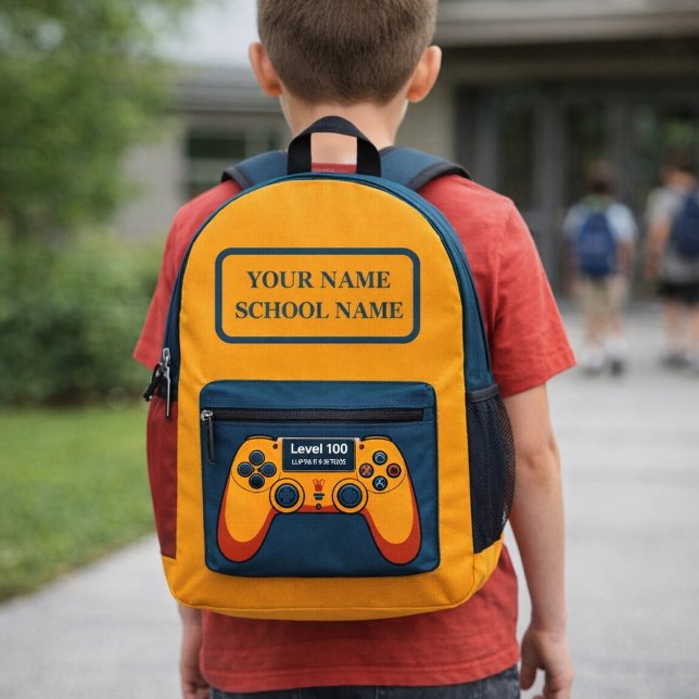 Sac À Dos Imprimé Level 100 Unlocked Gamer 100 Days of School (Créateur téléchargé)