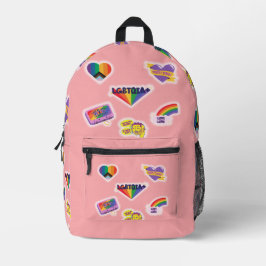 Sac À Dos Imprimé LGBTQ Rainbow Gay Stickers Moderne Style