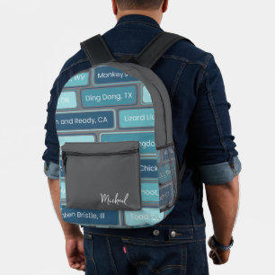 Sac À Dos Imprimé Lieux bizarres Motif géométrique bleu