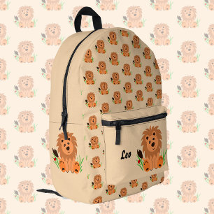 Sac À Dos Imprimé Lion mignon dans l'herbe avec coccinelle, enfants