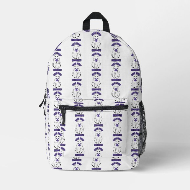Sac À Dos Imprimé Lire plus Livres Halloween Ghost Purple (Recto)