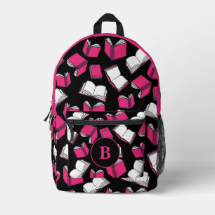 Sac À Dos Imprimé Livre Lover Bibliothécaire rose noir Monogramme