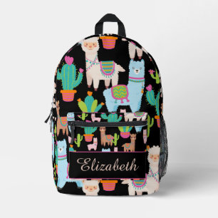 Sac À Dos Imprimé Llama colorée et Motif Cactus