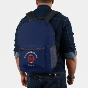 Sac À Dos Imprimé Logo du service d'incendie bleu personnalisé