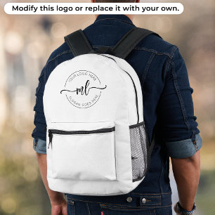 Sac À Dos Imprimé Logo Initiales Monogramme Personnalisé de Style Bl